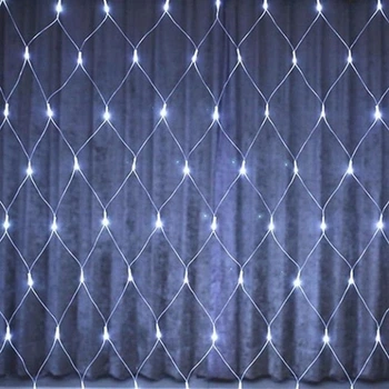 Гирлянда сетка 144 LED светодиодная Белый свет 1,5х1,2 метра 220v прозрачный провод
