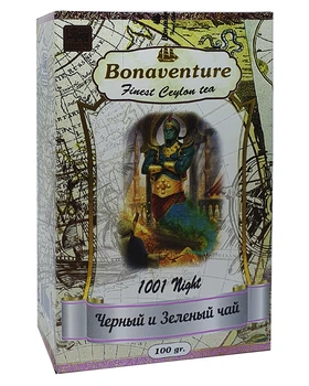 Чай Bonaventure 1001 Night чорний із зеленим з ароматом земляниці та тропічних фруктів 100 г (1757)