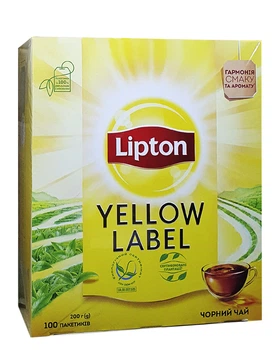Чай Lipton Yellow Label Tea чорний в пакетиках 100 шт х 2 г (942)