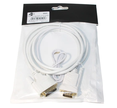 Кабель DVI-D > VGA 1.8m (2 феррита), Atcom, белый, с чипом (9505)