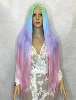 Парик на сетке Lace Wig PoliLy Super Straight тон 03 длинный разноцветный 100 см термостойкое волокно