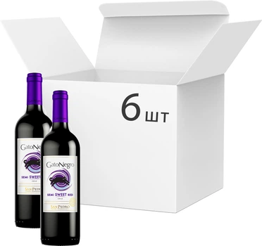 Упаковка вина Gato Negro червоне напівсолодке 0.75 л х 6 шт (27804300136899)