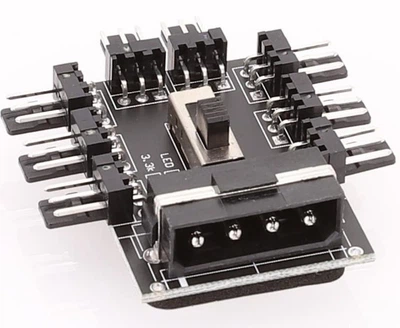 Перехідник MOLEX на 8 кулерів розгалужувач молекс 3 pin hub кулер fan кулер (533518644) Чорний
