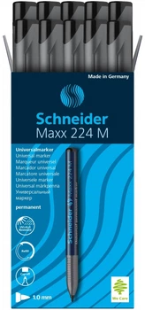 Набір маркерів перманентних Schneider Maxx 224 M 1 мм Чорний 10 шт. (S1201)