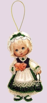 Набор для творчества. Вышивка елочной игрушки Butterfly Кукла. Ирландия 12 х 7 F049