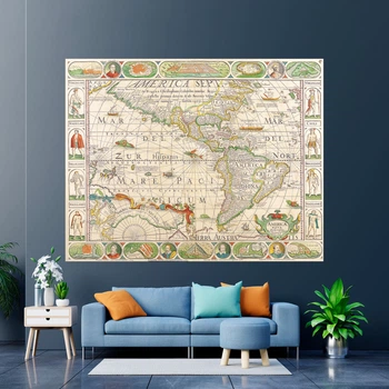 Вінтажна Карта Америки 1650 32x40см Artel(Old Map_220809_01)