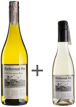 Набор вина Marlborough Sun виноградное натуральное Sauvignon Blanc белое сухое 0.75 л + 0.375 л (1721000056635)