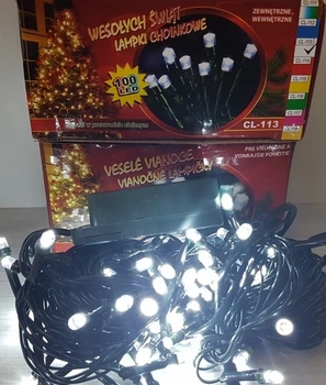 Светодиодная гирлянда LED 100 Белая 6м с контроллером (27834502)