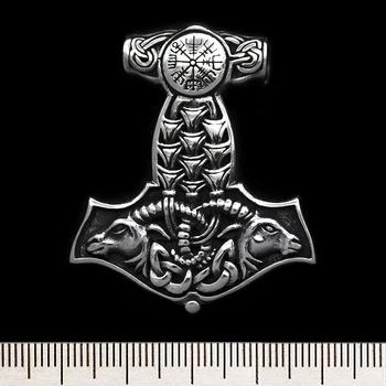 Кулон Молот Тора великий (рунічний компас Вегвізир) (срібло, 925 проба) (sp-041)