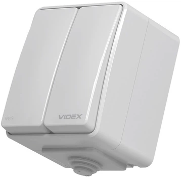 Вимикач VIDEX BINERA IP65 зовнішній 2 кл. сірий (VF-BNW12-G)