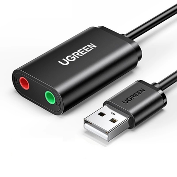 Внешняя звуковая карта USB UGREEN стереофоническая, стерео выход, микрофон