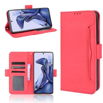 Чехол-книжка с кармашками Deexe Wallet Stand для Xiaomi 11T / 11T Pro - Red