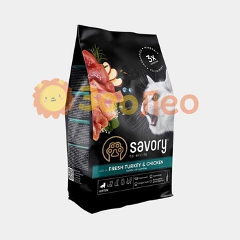 Сухий корм для кошенят Savory зі свіжим м'ясом індички і курки 400 г