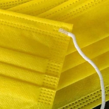 Маска медична жовта захисна тришарова одноразова з прошарком мельтблаун (400 шт)
