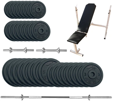 Скамья для жима с набором штанга + гантели металлические Newt Gym Set-SKH Home 95 кг (NE-M-SKH-SET-95)