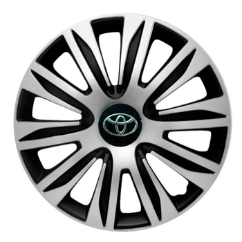 Автомобильные колпаки 4 Racing Nardo Silver-Black R14 4 шт. (с логотипом Toyota)