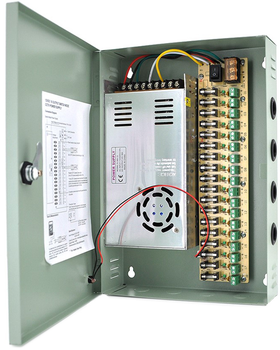 Імпульсний блок живлення Voltronic 12V-30A/18CH у боксі із замком перфорований, 18-канальний (12V-30A/18CH)