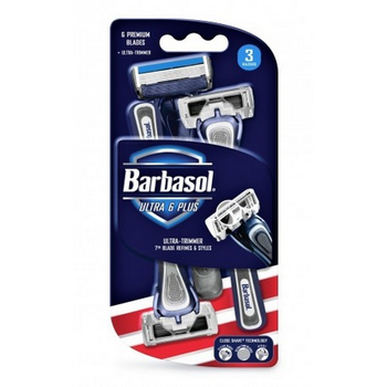 Одноразові станки для гоління Barbasol Ultra 6 Plus Six Blades шість лез 3 шт в упаковці