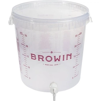 Ємність для бродіння (ферментер) прозора BROWIN з кришкою і краном 30 л