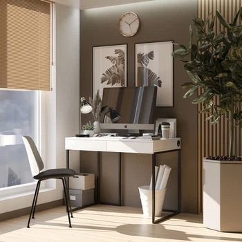 Компьютерный стол Fenster Моррис 2 Чёрный ДСП Белое 730x1000x600