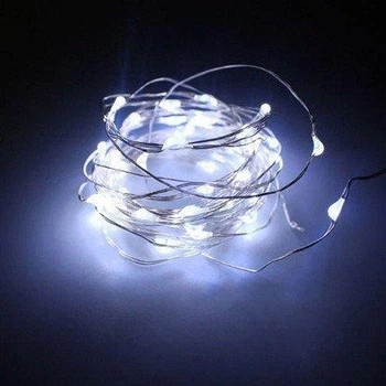 Гирлянда светодиодная LTL Капля Росы нить 50 LED 5м от батареек и USB новогодняя гирлянда на елку холодный белый