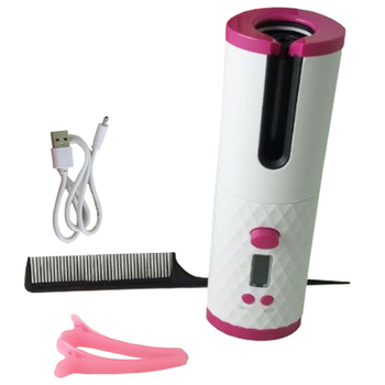 Беспроводная плойка для завивки волос Ramindong Hair curler RD-060 Белая с розовым