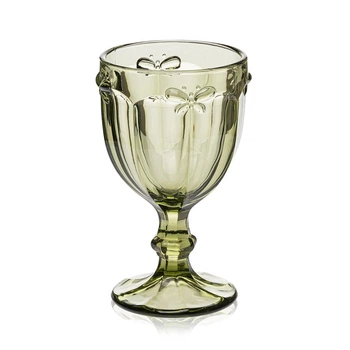 Набор бокалов для вина из цветного стекла Glassware 6 шт 300 мл Изумрудный (Бабочка) 1730В