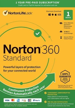 Norton 360 Standard 10 GB для 1 пользователя, на 1 устройство, на 12 месяцев