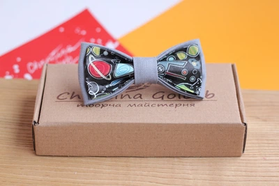 Галстук-бабочка Christina Goloob Print one size " Химия"Серый