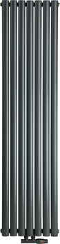 Радиатор трубчатый LUXRAD Oval Double, вертикальный, 1700x410x72 мм, ZDC (нп 50мм), антрацит RAL7016 матовый + крепления