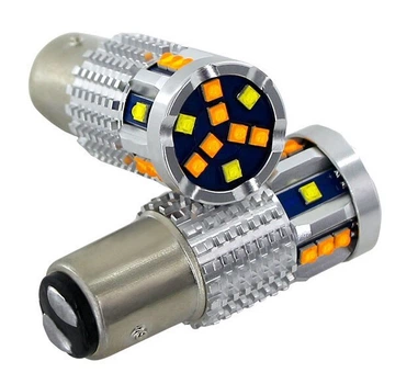 Двухцветная светодиодная лампа с цоколем 1157 BAY15d P21W/5 21SMD 2525 12V Белый Желтый с обманкой Avtoexpect (57525)