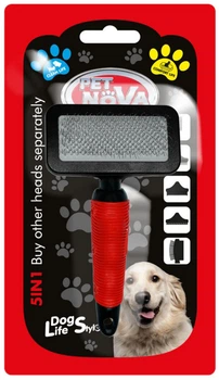 Пуходерка Pet Nova для ухода за шерстью и подшёрстком у собак 18 x 10 см (GRO-5IN1-SLICKER-M)