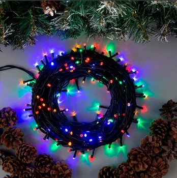 Уличная водостойкая гирлянда нить 100 LED черный каучук, 10 метров мульти SZ-1431-54