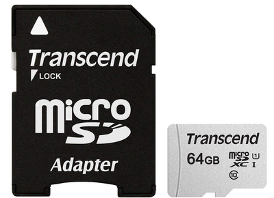 Карта пам'яті Transcend microSDXC 64GB UHS-I U1 (TS64GUSD300S-A) + SD адаптер (6412860)