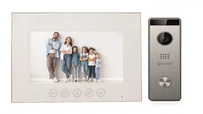 Комплект відеодомофона Qualvision QV-IDS4783 White+QV-ODS235SX Silver