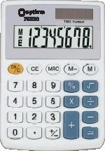 Кишеньковий Калькулятор Optima 75520, 8 розрядів, плоский, 96х60х11, білий, з вінілової кришкою