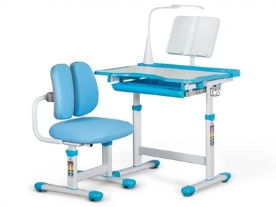 Комплект парта и стульчик Evo-kids BD-23 (стол+стул+полка+лампа) столешница белая / цвет пластика голубой BD-23 BL