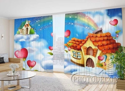 3D Фото шторы PHOTODECOR "Домик в облаках"