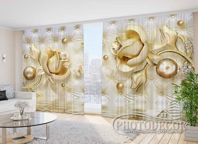Фото Шторы PHOTODECOR "Золотые розы" 1 кв.м.