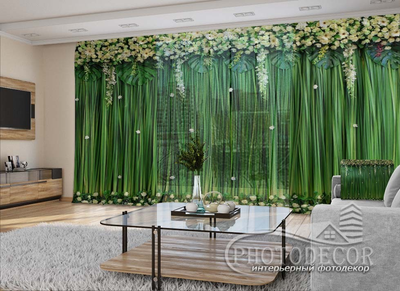 3D - Фото Штори і тюль PHOTODECOR "Ламбрекени з квітів і листя"