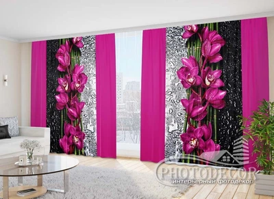 3D Фото Штори PHOTODECOR "Крапля краси. Малиновий"