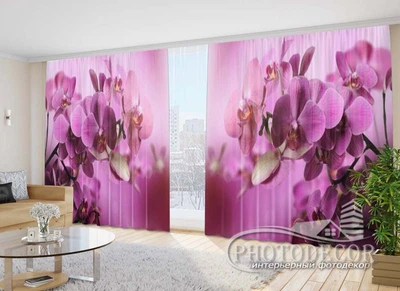3D Фото Штори PHOTODECOR "Орхідеї малинові"