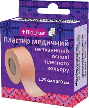 Пластир медичний BioLikar на тканинній основі тілесного кольору 1.25 х 500 см (4820218990247)