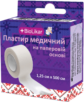 Пластырь медицинский BioLikar на бумажной основе 1.25 х 500 см (4820218990285)