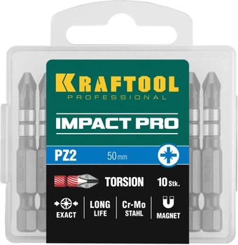 Бита PZ2 50 мм Kraftool Impact Prо Philips для ударных шуруповертов 10 шт.