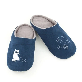 Домашние тапочки с ушками Kotico Котик с клубком Синие 38-39 (25,5см)
