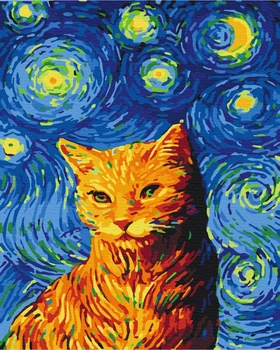 Картина по номерам Brushme Кот в звездную ночь 40 x 50 (BS35619)