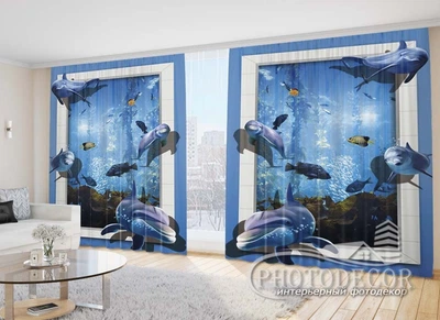Фото Штори PHOTODECOR "Дельфіни в вікні" 1 кв.м