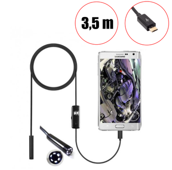 Эндоскоп гибкая камера 3,5 м Андроид Micro USB Led подсветка Бороскоп