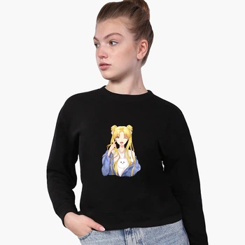 Свитшот для девочек Сейлор Мун (Sailor Moon) (9509-2925-6) 134-140 см Черный